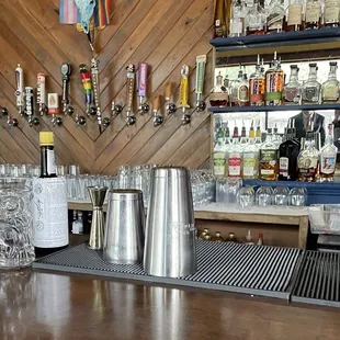 a bar filled with liquor