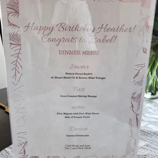 Dinner Menu