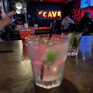 a drink in a glass