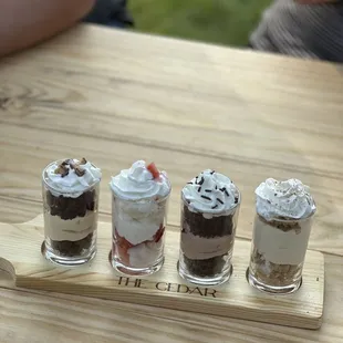 Dessert flights offered Friday and Saturday evenings when our wine bar is open. 4-9 pm