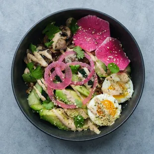 a bowl of food on a table