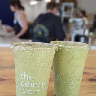 two cups of green smoothie