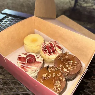 Honey Cheesecake, White Chocolate Raspberry Cheesecake, Turtle Cheesecake