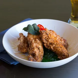 Buttermilk Fried Chicken, Jalapeno Jam, Local Honey, Fried Sage