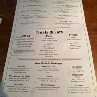 Front of menu