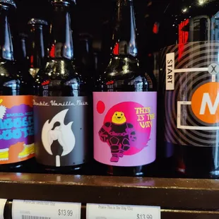 a variety of beer bottles