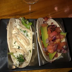 Tapas Tacos - black bean &amp; Jamaican jerk chicken