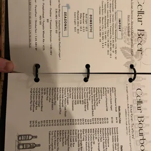 Drink menu