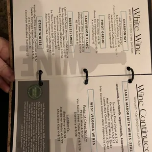 Drink menu