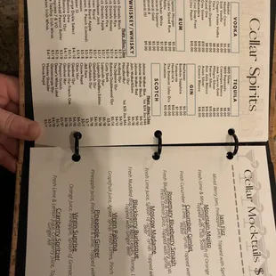Drink menu