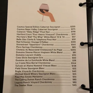 Drink menu