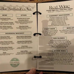 Drink menu