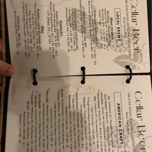 Drink menu