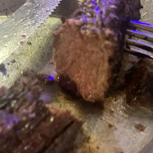 This is the second filet which was supposed to be medium rare too. Both steaks were dry and had a strange smell.