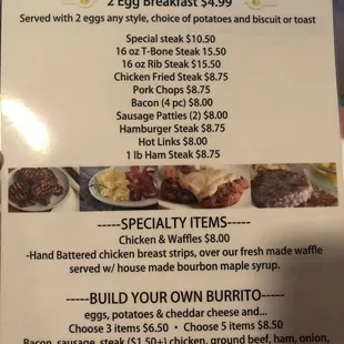 Breakfast menu side 1