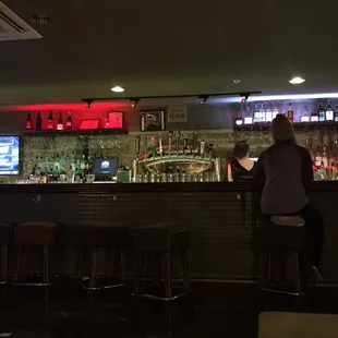 a couple of people sitting at a bar