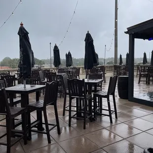 Beautiful rooftop dining area if it hadn't been raining.