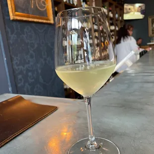 a glass of white wine