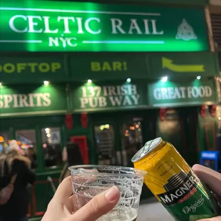 Packed inside because it's Saturday night. Lucky to get some fresh air outside with beer &amp; cider! Owen was a great bartender!