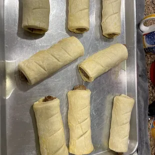 Loved the sausage rolls, this was after 10 mins of baking. Then I brushed egg on top to get the more golden brown glaze.