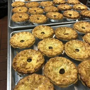 Savory meat pies, vegetarian pies, sausage rolls, and pork pies!