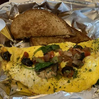 Vegetable Omelette with Toast Breakfast