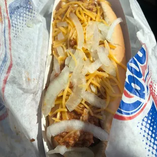 Sloppy Dog! Delicious!! I'd post other foods but we had bites out of everything almost immediately !!!
