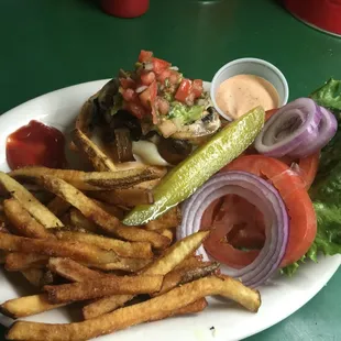 Mushroom and swiss burger