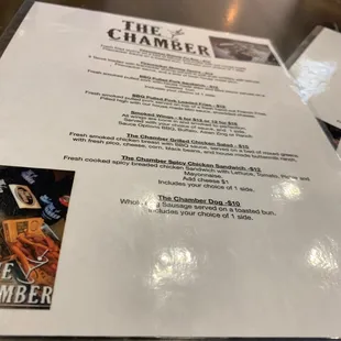 the menu for the dinner