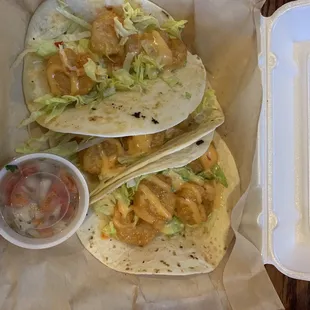 Firecracker shrimp tacos