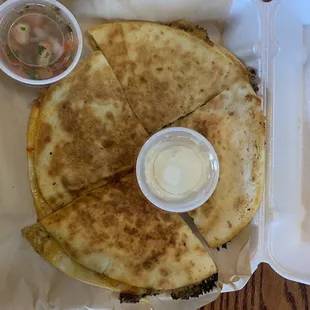 Pulled chicken quesadilla