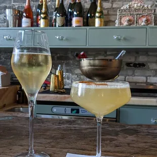 Glass of Nicolas Feuillatte Brut, and a South Tampa Streetcar cocktail (both were delicious!)