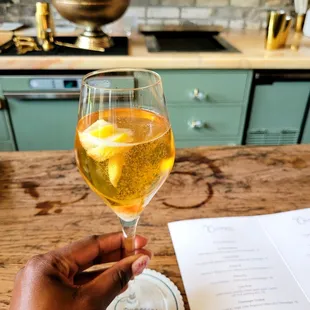 a person holding a glass of wine