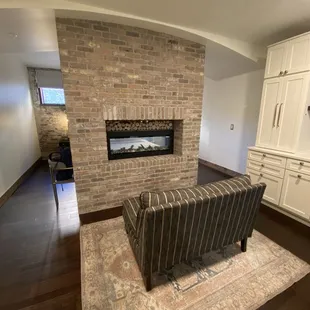 Fireplace divides space nicely