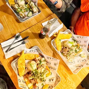 Char plates. 1.bone marrow, 2. Chicken and shrimp, 3. Steak and chicken