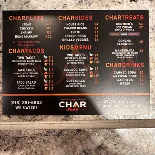 The Char Market Menu!!!