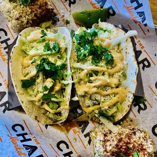 2 steak tacos + elote