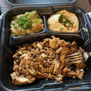 Chicken Shawarma plate with Baba Ganoush and Hummus instead of Basmati Rice and Tabouli Salad