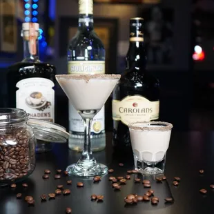 Espresso Martini with J.F. Haden&apos;s espresso liquor, Stoli Vanila, and Carolans Irish cream