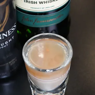 Irish Car Bomb with Guinness Stout, Jameson Irish Whiskey and Carolans Irish Cream.