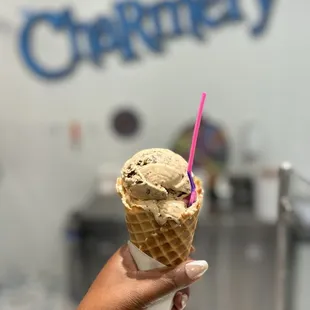 Ice cream Sando in a waffle cone