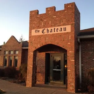 the front entrance of the chateau