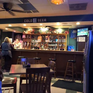 a bar with people sitting at the bar