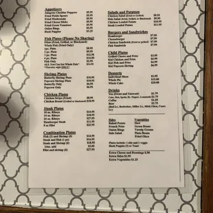 New menus