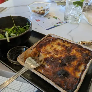 Lasagna at neighborhood happy hour. Thu 2023-06-01