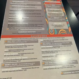 menu