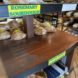 a display of fresh bread