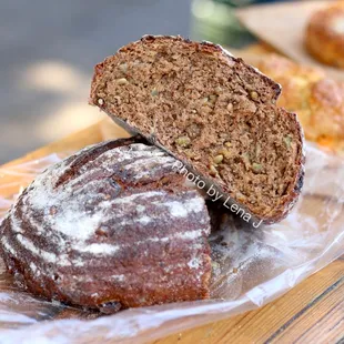 Inside of Seeded Rye Bread ($6.50) - pretty sweet from the molasses and raisins mixed in. Also has some cocoa.