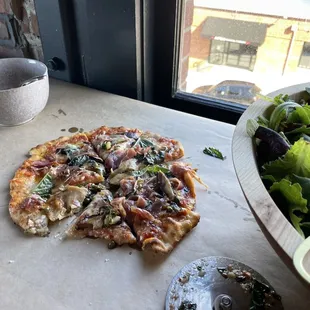 Handmade pizza 3 from our pizza making class. They also had salad on the side