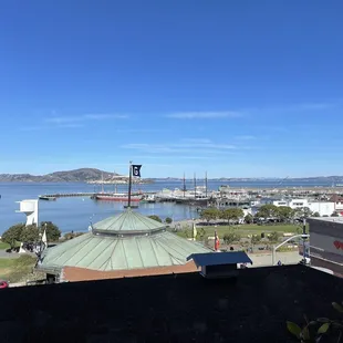 Great view of Alcatraz and the Bay from the second floor of the Cheese School